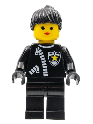 Police - Zipper with Sheriff Star, Black Ponytail Hair