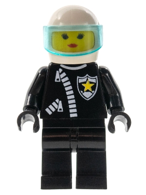 Police - Zipper with Sheriff Star, White Helmet, Trans-Light Blue Visor, Female