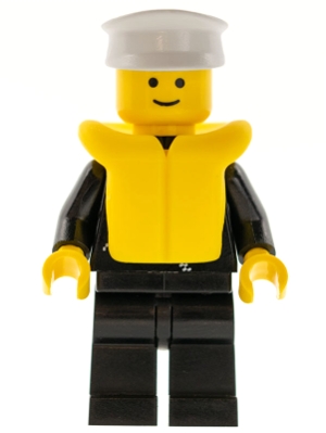 Police - Zipper with Badge, Black Legs, White Hat, Life Jacket