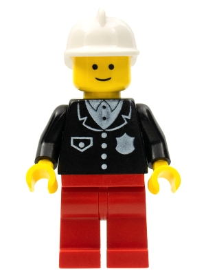 Police - Suit with 4 Buttons, Red Legs, White Fire Helmet