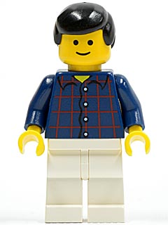 Plaid Button Shirt, White Legs, Black Male Hair, Standard Grin