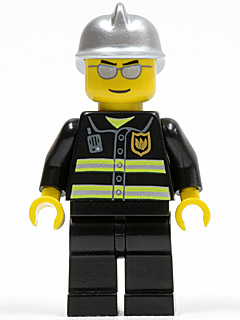 Fire - Reflective Stripes, Black Legs, Silver Fire Helmet, Silver Sunglasses
