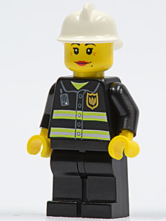 Fire - Reflective Stripes, Black Legs, White Fire Helmet, Female