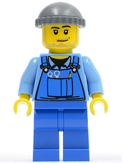 Overalls with Tools in Pocket Blue, Dark Bluish Gray Knit Cap