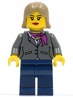 Dark Bluish Gray Jacket with Magenta Scarf, Dark Blue Legs, Dark Tan Female Hair