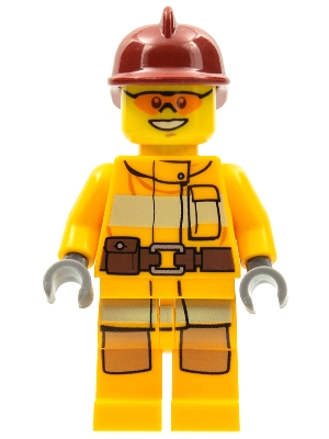 Fire - Bright Light Orange Fire Suit with Utility Belt, Dark Red Fire Helmet, Orange Sunglasses