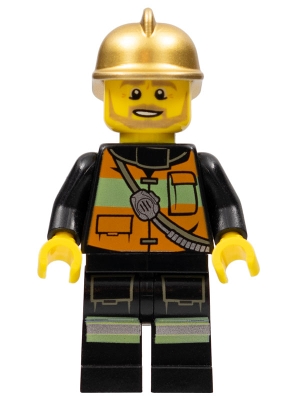 Fire Chief - Reflective Stripes with Pockets and Shoulder Strap, Gold Fire Helmet