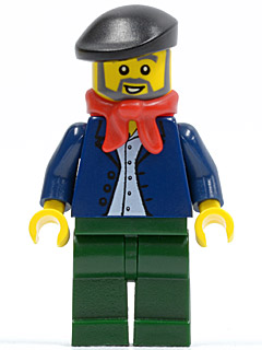 Dark Blue Jacket, Light Blue Shirt, Dark Green Legs, Red Bandana, Black Beret