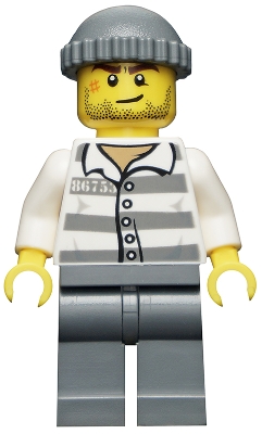 Police - Jail Prisoner 86753 Prison Stripes, Dark Bluish Gray Knit Cap