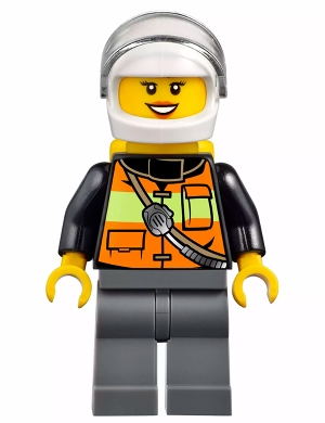 Fire - Reflective Stripe Vest with Pockets and Shoulder Strap, White Helmet, Yellow Air Tanks, Dark Orange Lips