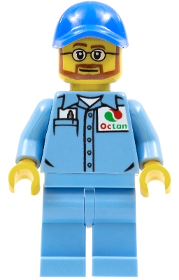 Medium Blue Uniform Shirt with Pocket and Octan Logo, Medium Blue Legs, Blue Cap with Hole