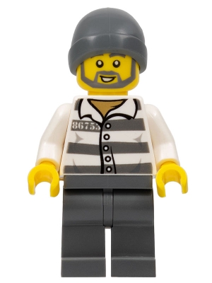 Police - Jail Prisoner 86753 Prison Stripes, Dark Bluish Gray Beanie