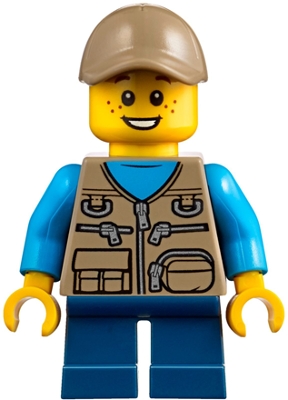 Child - Boy, Dark Tan Vest over Dark Azure Shirt, Dark Blue Short Legs, Dark Tan Cap, Freckles