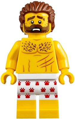 Mountain Police - Crook Male Bare Chest, White Underwear with Red Pawprints Pattern