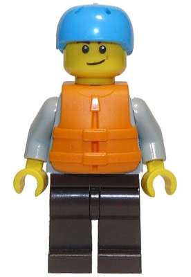 Rafter, Adult Son, Dark Azure Sports Helmet, Orange 2 Strap Life Jacket