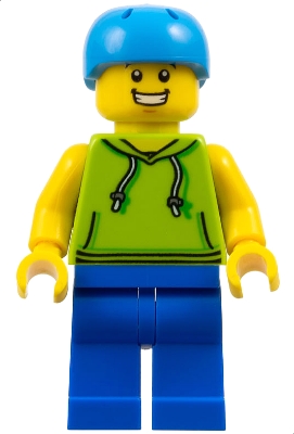Skateboarder - Male, Lime Hoodie, Blue Legs, Dark Azure Helmet