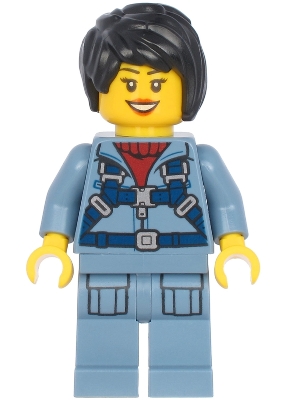 Ocean Mini-Submarine Pilot - Female, Harness, Sand Blue Legs with Pockets, Black Hair