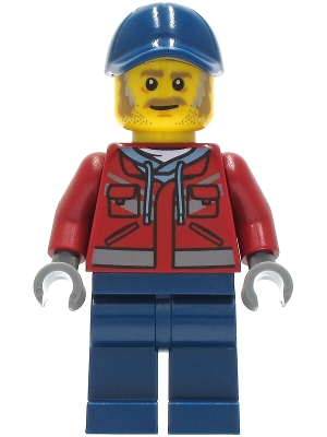 Truck Driver - Male, Dark Red Hooded Sweatshirt, Dark Blue Legs, Dark Blue Cap