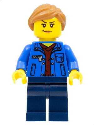 Stuntz Spectator - Female, Blue Jacket over Dark Red V-Neck Sweater, Dark Blue Legs, Medium Nougat Ponytail