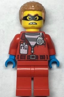 Police - Crook Hacksaw Hank, Red Jacket with Prison Shirt and I.D. Tag