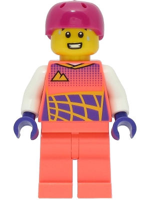 Cyclist - Male, Coral Racing Suit, Magenta Helmet