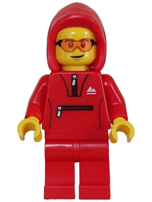 Mountain Bike Cyclist - Male, Red Tracksuit / Hoodie, Safety Glasses
