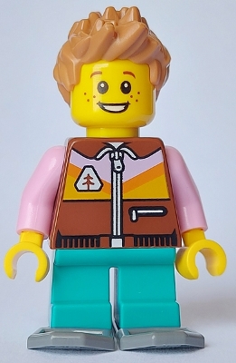 Boy - Reddish Brown Jacket, Dark Turqouise Short Legs, Medium Nougat Spiked Hair, Snowshoes