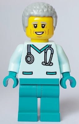 Veterinarian - Male, Light Aqua Scrubs, Dark Turquoise Legs, Light Bluish Gray Hair
