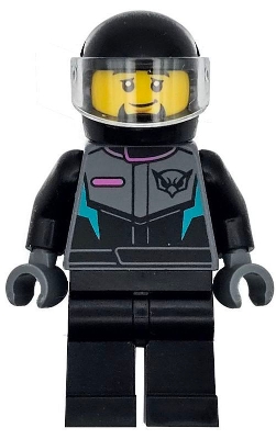 Race Car Driver - Male, Racing Suit with Hawk Head Logo, Black Legs, Black Helmet, Trans-Clear Visor, Goatee