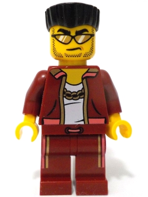 Police - City Bandit Crook Male, Dark Red Jacket and Legs, Black Flat Top Hair