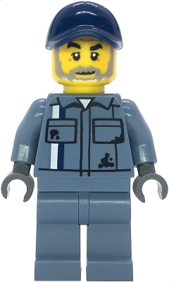 Scrapyard Worker - Male, Sand Blue Mechanic Uniform, Sand Blue Legs, Dark Blue Cap, Beard
