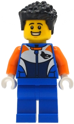 Bike Racer - Male, Racing Suit with Shark Head Logo, Blue Legs, Black Hair Short