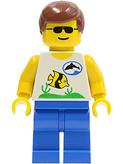 Divers - Boatie, Fish and Dolphin Shirt, Brown Male Hair
