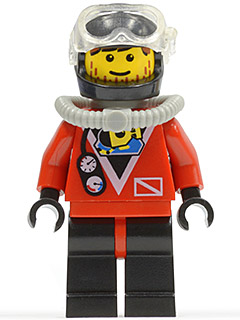 Divers - Red Diver 2, Black Legs with Red Hips, Black Helmet, Brown Bangs, Stubble