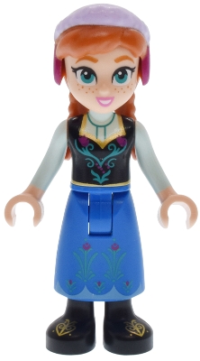 Anna - Blue Skirt, Black Boots and Black Top, Light Aqua Sleeves, Narrow Smile
