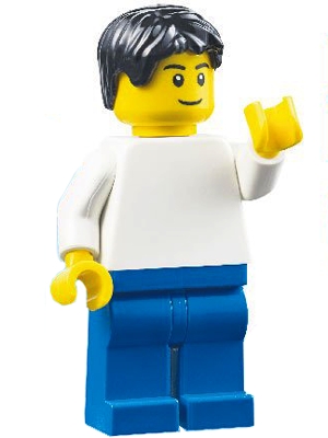 Plain White Torso, Blue Legs, Black Tousled Hair, Black Eyebrows