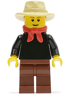Gold Prospector - Male, Black Torso, Reddish Brown Legs, Tan Fedora Hat, Red Bandana, Reddish Brown Eyebrows