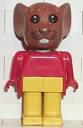 Fabuland Mouse - Maximillian Mouse (Max), Brown Head, Yellow Legs, Red Top