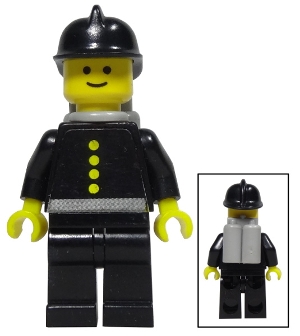 Fire - Torso Sticker with 4 Buttons, Black Fire Helmet, Light Gray Air Tanks