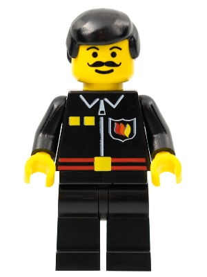 Fire - Flame Badge and 2 Buttons, Black Legs, Black Male Hair