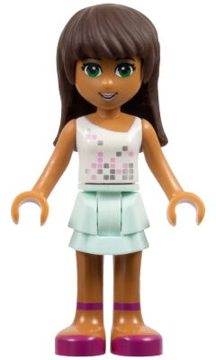 Friends Sarah - Light Aqua Layered Skirt, White Top