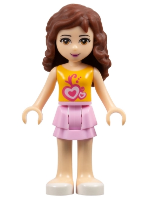 Friends Olivia (Light Nougat) - Bright Pink Layered Skirt, Orange Top
