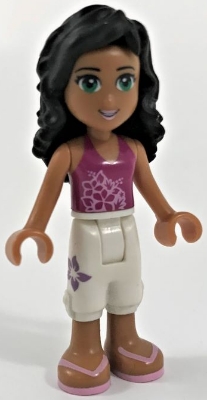 Friends Ella - Magenta Halter Top with Flowers, White Cropped Trousers, Bright Pink Sandals