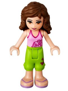 Friends Olivia (Light Nougat) - Lime Cropped Trousers, Bright Pink Top