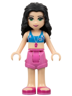 Friends Emma - Dark Pink Shorts, Bikini Top With Whistle, Bow