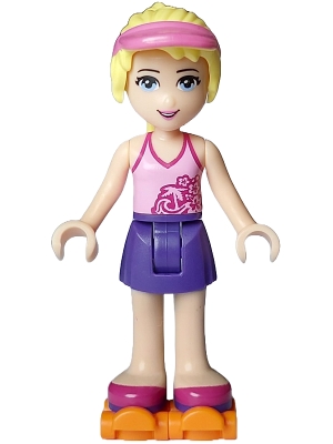 Friends Stephanie - Dark Purple Skirt, Bright Pink Top, Orange Roller Skates