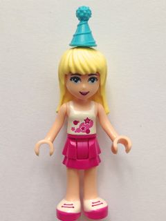 Friends Stephanie - Magenta Layered Skirt, White Top with Stars, Medium Azure Party Hat