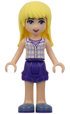 Friends Stephanie - Dark Purple Shorts, White Plaid Button Shirt