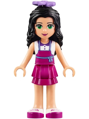 Friends Emma - Magenta Layered Skirt, White Top with Magenta Apron, Medium Lavender Flower