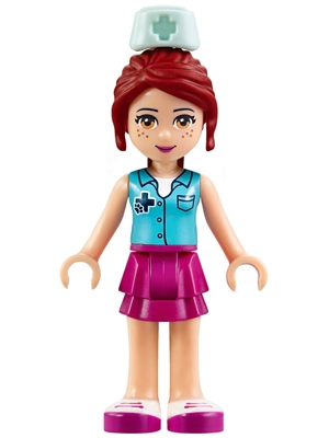 Friends Mia - Magenta Layered Skirt, Medium Azure Top with Cross Logo and Nurse Hat